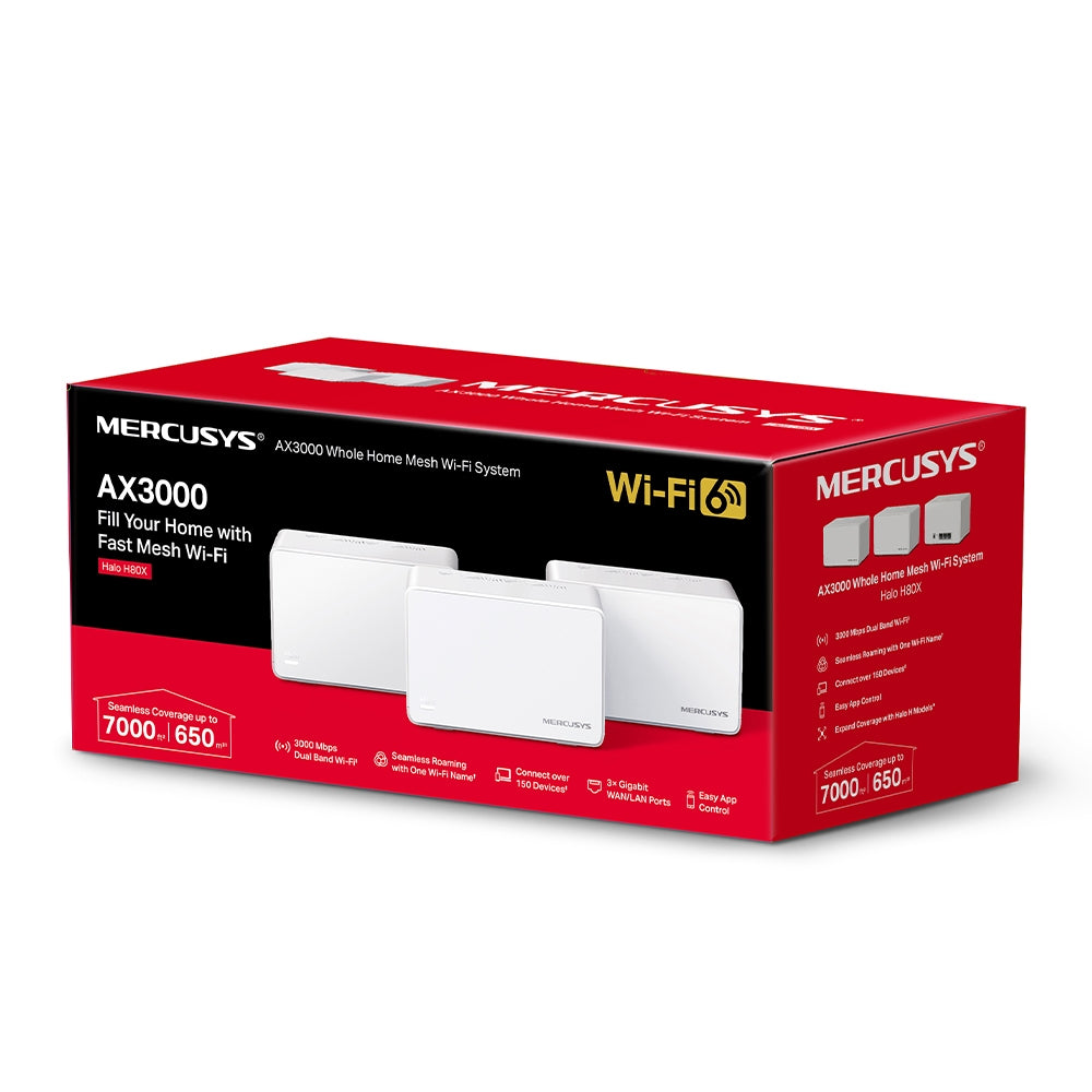 Mercusys Halo H80X AX3000 Whole Home Mesh WiFi 6 System - 3 Pack