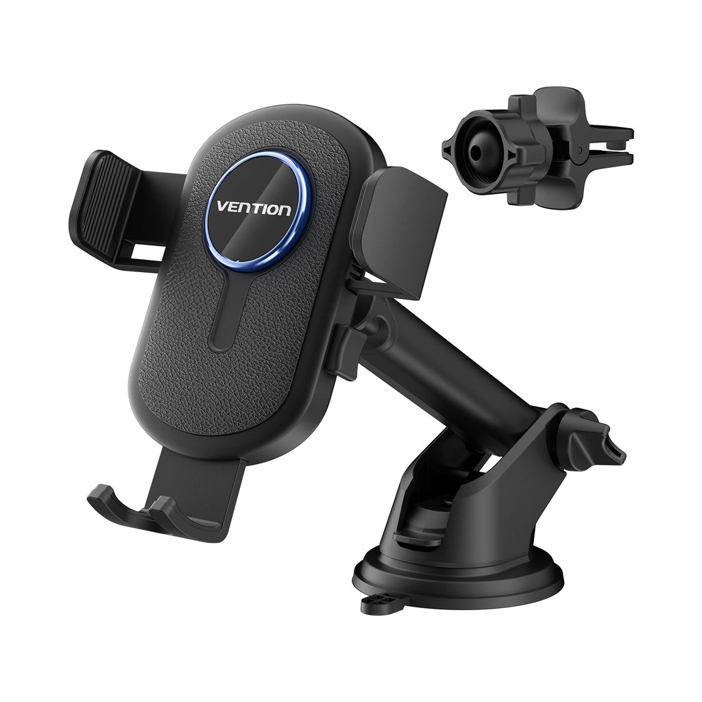 Vention One Touch Clamping Car Phone Mount with Suction Cup Black Square Type