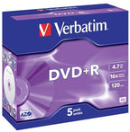 Verbatim DVD+R 4.7GB 16x 5 Pack with Jewel Cases