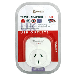 Sansai Outbound USB Travel Adapter - NZ/AU to UK Plug