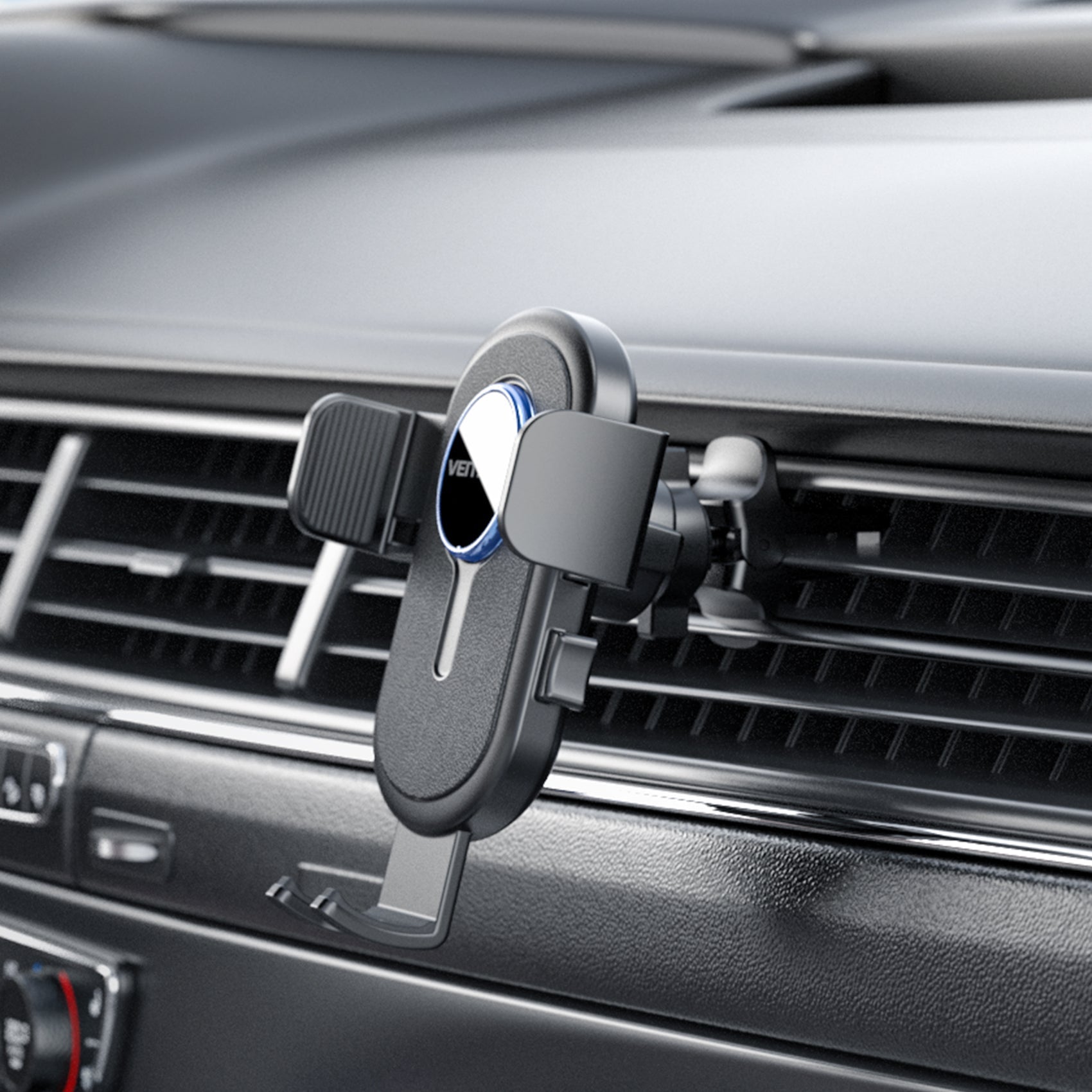 Vention One Touch Clamping Car Phone Mount with Suction Cup Black Square Type