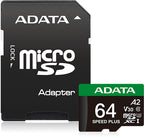 ADATA Speed Plus microSDXC UHS-I U3 A2 V30 Card with Adapter 64GB