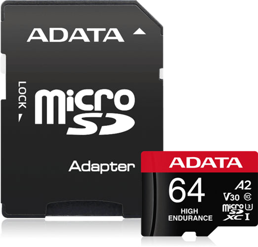 ADATA High Endurance microSDXC UHS-I U3 A2 V30 Card with Adapter 64GB
