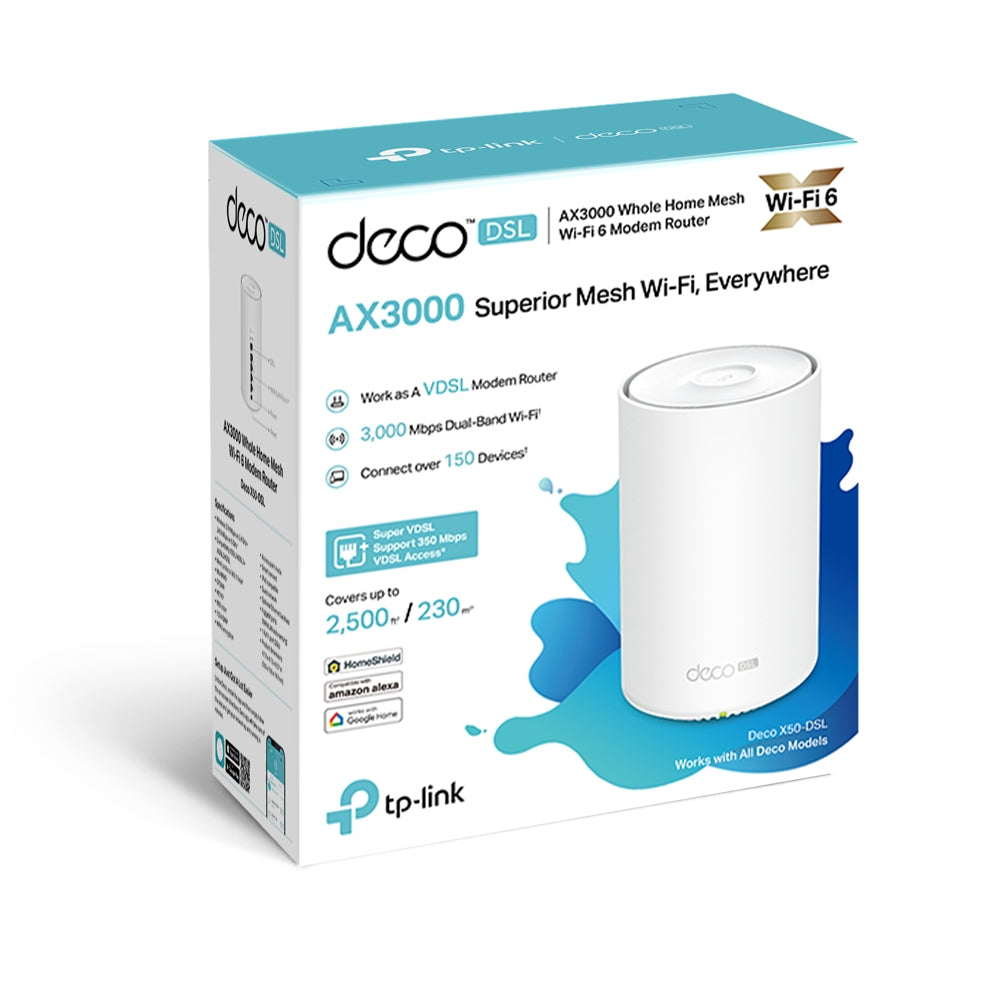 TP LINK Deco X50-DSL AX3000 VDSL Whole Home Mesh WiFi 6 Router