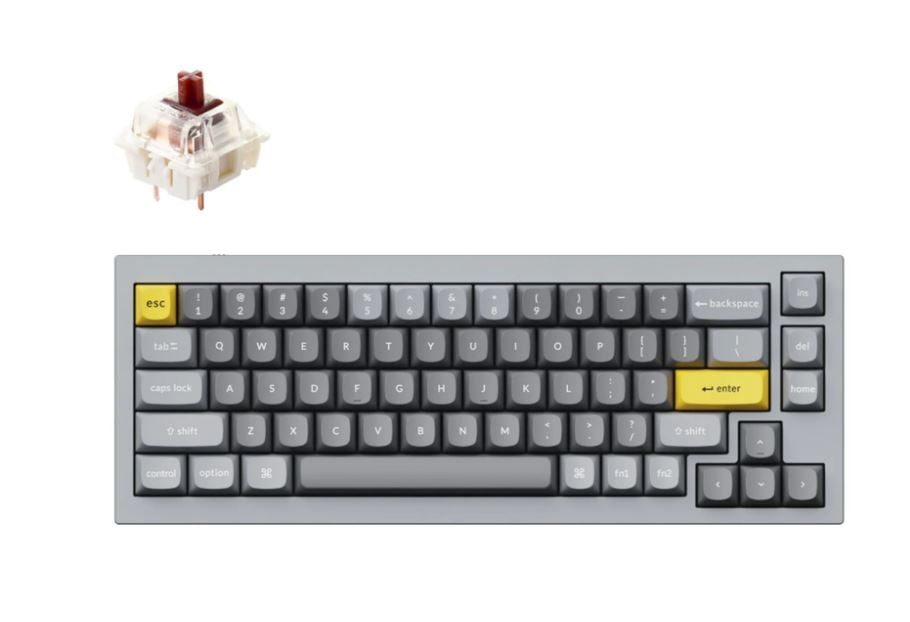 Keychron Q2-D3 65% Layout 68 Key Grey Brown Switch RGB Hot-Swap Wired Keyboard