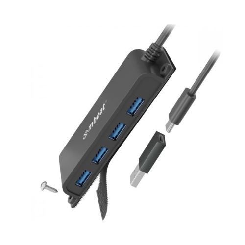 mbeat Mountable 4-Port USB-C Hub USB-A X4 with USB-C TO USB-A Adapter