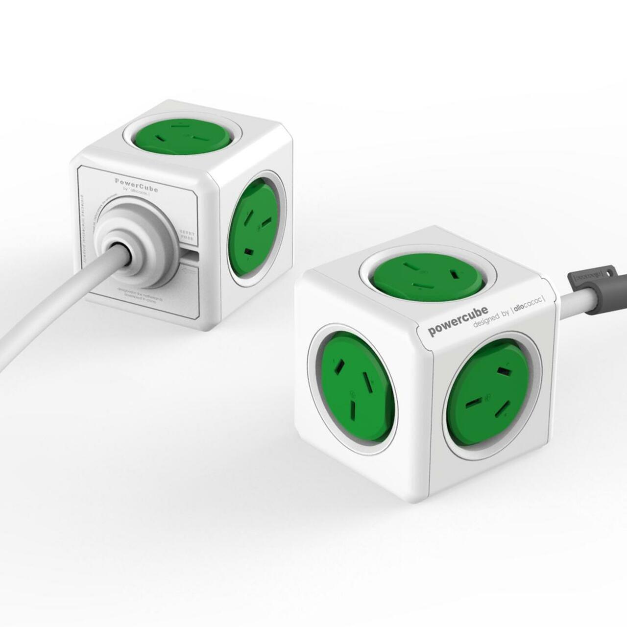 ALLOCACOC POWERCUBE Extended Outlets with USB 1.5M - Green (0091)